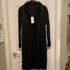 Eileen Fisher Black Long Open-Front Coat